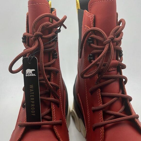 Sorel‎ Brex Lace-Up Waterproof Bootie Heel Cozy Lace red Boots Women Size 9 NWB - Picture 9 of 11